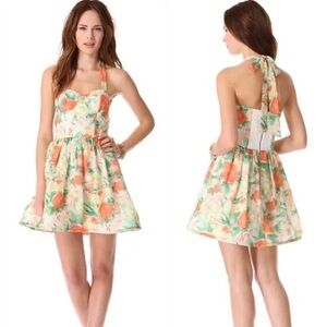 Alice + Olivia Bustier Floral Flare Dress
